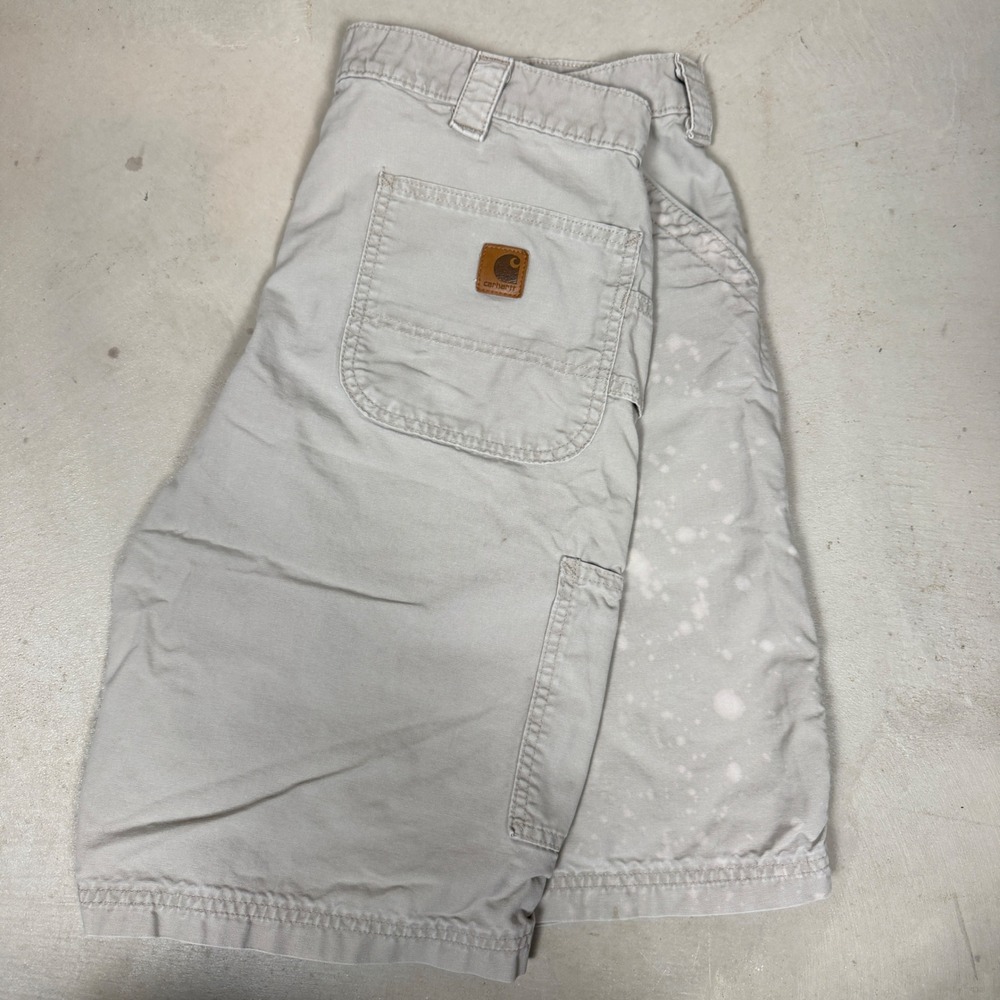 Carhartt B147 TAN Carpenter Shorts Mens 38 Tan Bleach Splatter Canvas‎ Workwear